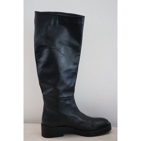 Zara 2052/612/040 Women's Sz 41 US 10 Black Leather Knee High Riding Boots - Picture 9 of 12